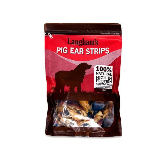 Langham's Dog Treats Natural - Pigs Ear Strips 150g